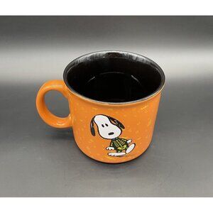 Snoopy Coffee Mug Soup Cup Halloween Skelton Peanuts 20 Oz Orange Black Autumn